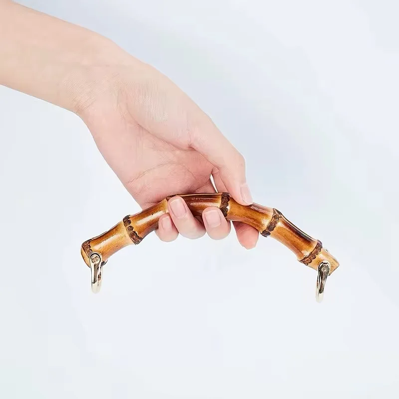 1Pcs 15.5cm Bamboo Handle For Handbag Cute Retro Purse Frame Kiss Clasp for Bag Wallet Wooden Connector Handle DIY BagSAccessory