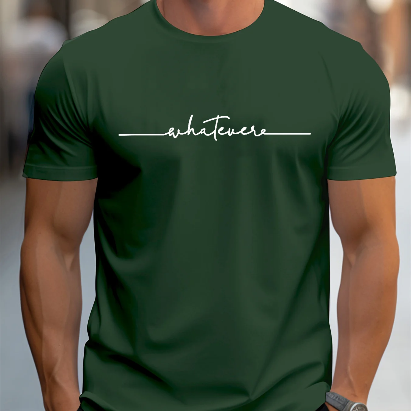 تي شيرت رجالي عالي الجودة أساسي للصيف اليومي كاجوال فضفاض مناسب من القطن مطبوع عليه حروف برقبة دائرية وأكمام قصيرة