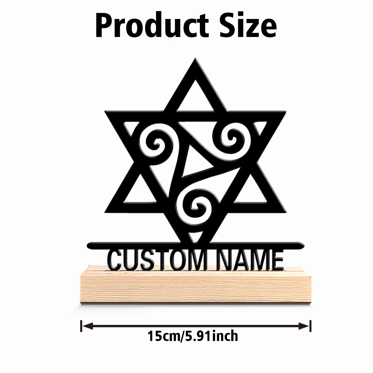 1pc Stylish Personalized Custom hexagram Metal Statues Wooden Base Wall Decor for Kitchen Dining Room Modern Rustic Home Style