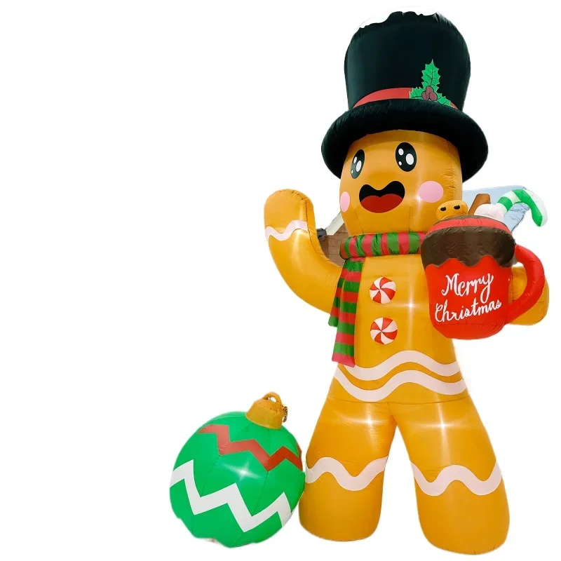 

Design Gingerbread Man Cocoa Cup with LED Garden Ornament Christmas Air Model Christmas Inflatable New
