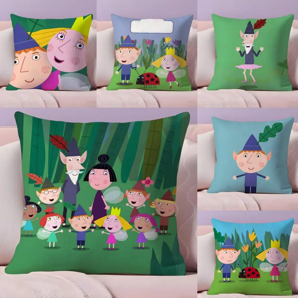 Ben And H-holly's Little Kingdom Cushion Cover Pillow Case Plush Fabric Soft Double Sided Print Home Sofa High Quality Cushion
