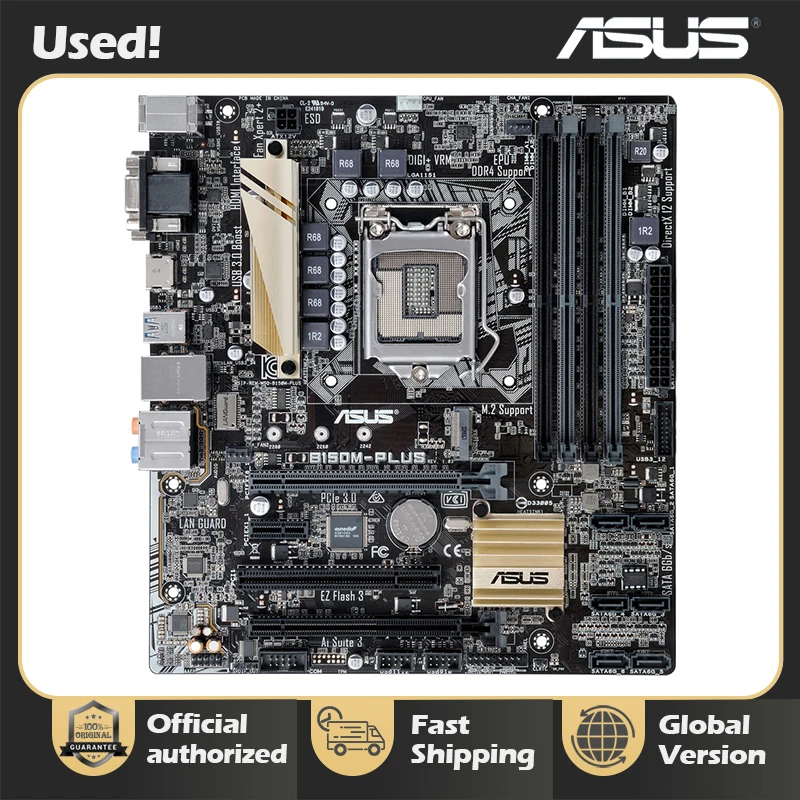 Used Asus B150M Plus Socket LGA1151 Motherboard