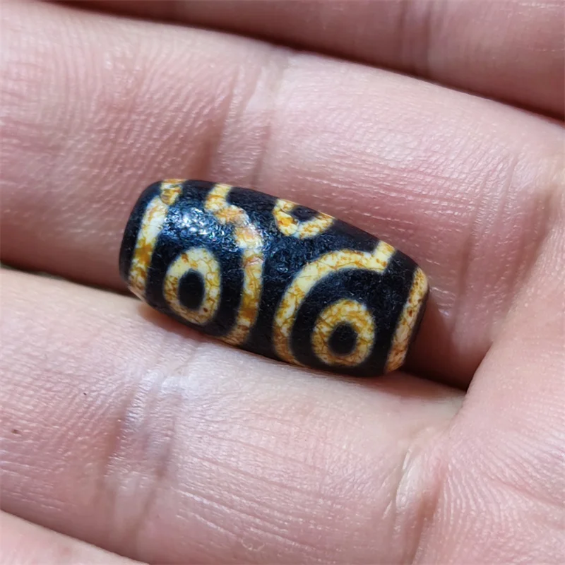 20*10mm Old Yellow/Black Tibet Cross 6 Eyes Totem Weathered Fire Offering Agate DZI Beads Men&Women Jewelry DIY Free Shipping