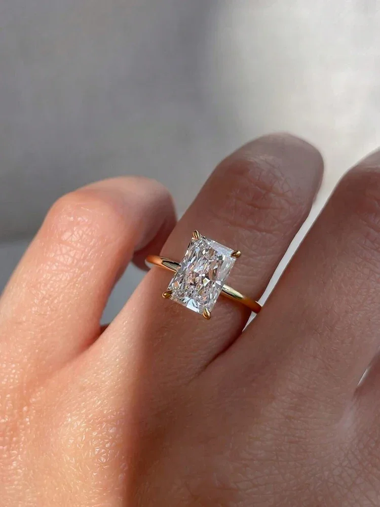 925 فضة 1-5CT الزركون رائع لامعة مستطيل الدائري للنساء المشاركة الزفاف الفاخرة عالية الجودة غرامة مجوهرات #5