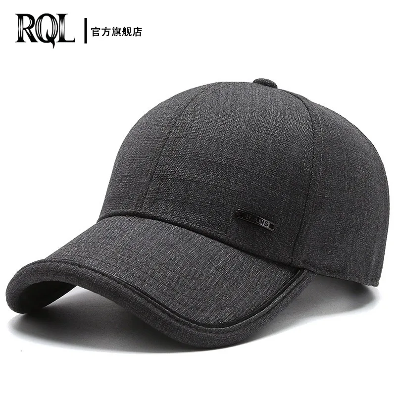 Men\'s Hat 2024 Winter Male Baseball Cap Casual Golf Trucker Dad Hat Outdoor Black Solid Color Windproof Adjustable Snapback