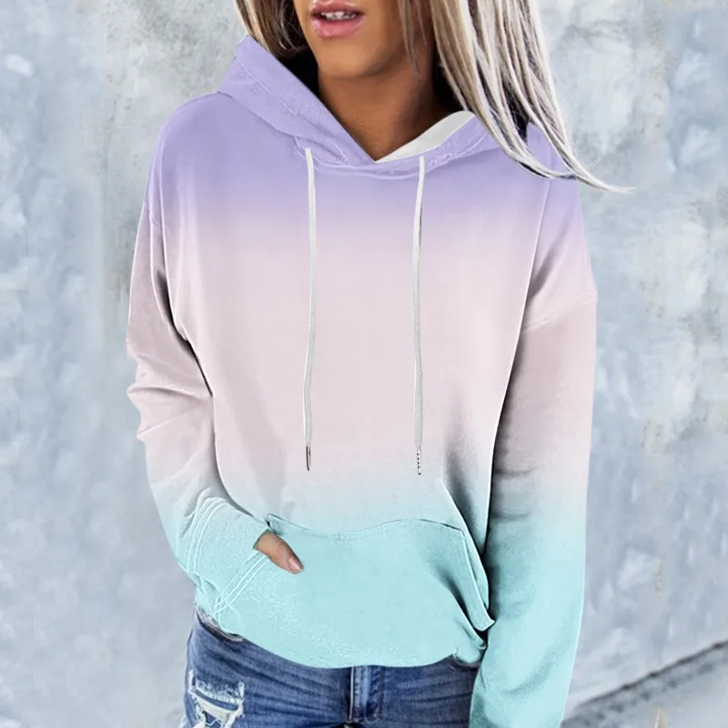 Spring and Autumn women 3D printed love hoodie trendy loose sweatshirt long sleeve spell back-to-back hat street clothing