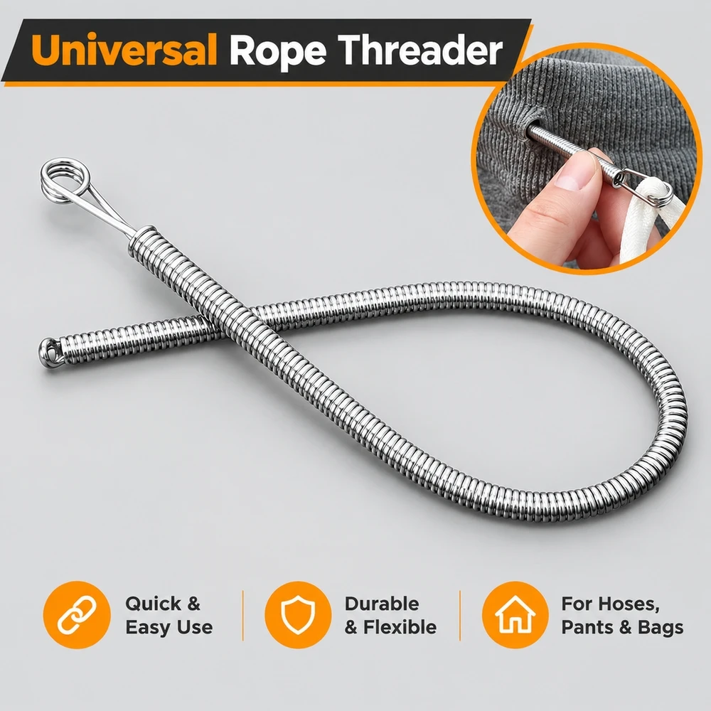 Flexible Drawstring Threading Tool 1pc Spring Metal Sewing Aid Easy Threading for Elastic Waistband Xmas Gift