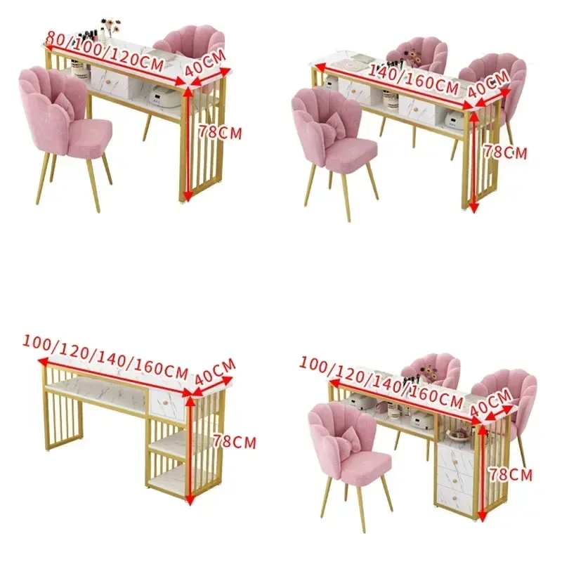 Modern Iron Nail Tables and Chairs Set Creative Home Bedroom Makeup Tables Simple Beauty Salon Professional Nail Manicure Table