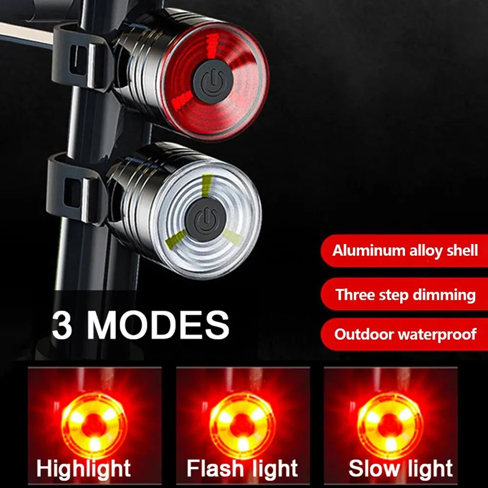 LED Bicycle Rear Light Waterproof MTB Bike Taillights 3 Lighting Modes Aluminum Alloy Bike Light for Helmet Seatpost