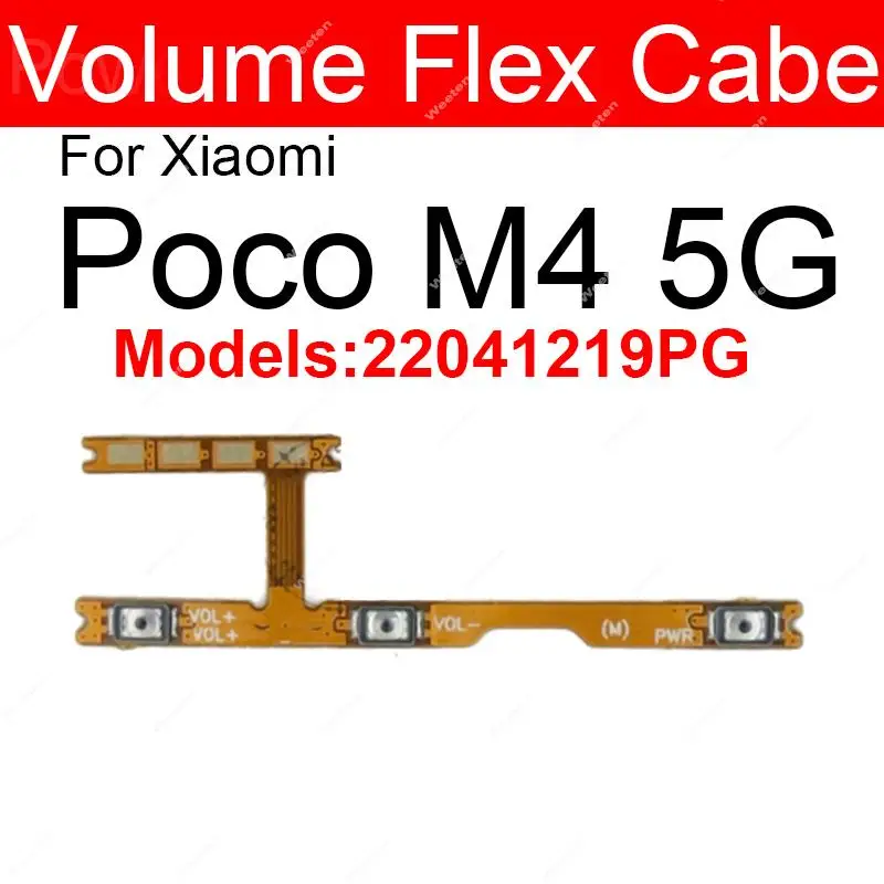 For Xiaomi Poco X4 X5 M4 Pro 5G GT F4 GT Poco M5 M5s Poco F5 Pro Power Volume Side Button Flex Cable Ribbon Replacement Parts