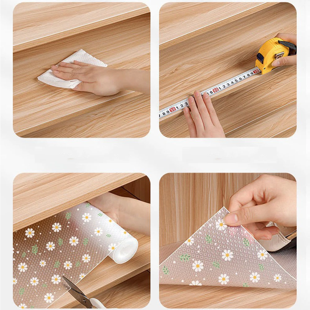 1 Roll of Daisy Eva Shelf Liner for Kitchen Cabinets Lining Lining Non-adhesive Anti-slip Cabinet Lining Waterproof and Oil-proo