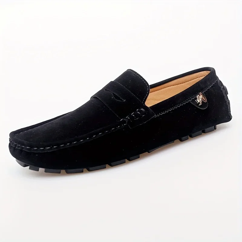 Men Casual Shoes Fashion Male Shoes Suede Soft Men Loafers Leisure Moccasins Slip On Men\'s Driving Shoes Black  Man Lazy Shoe