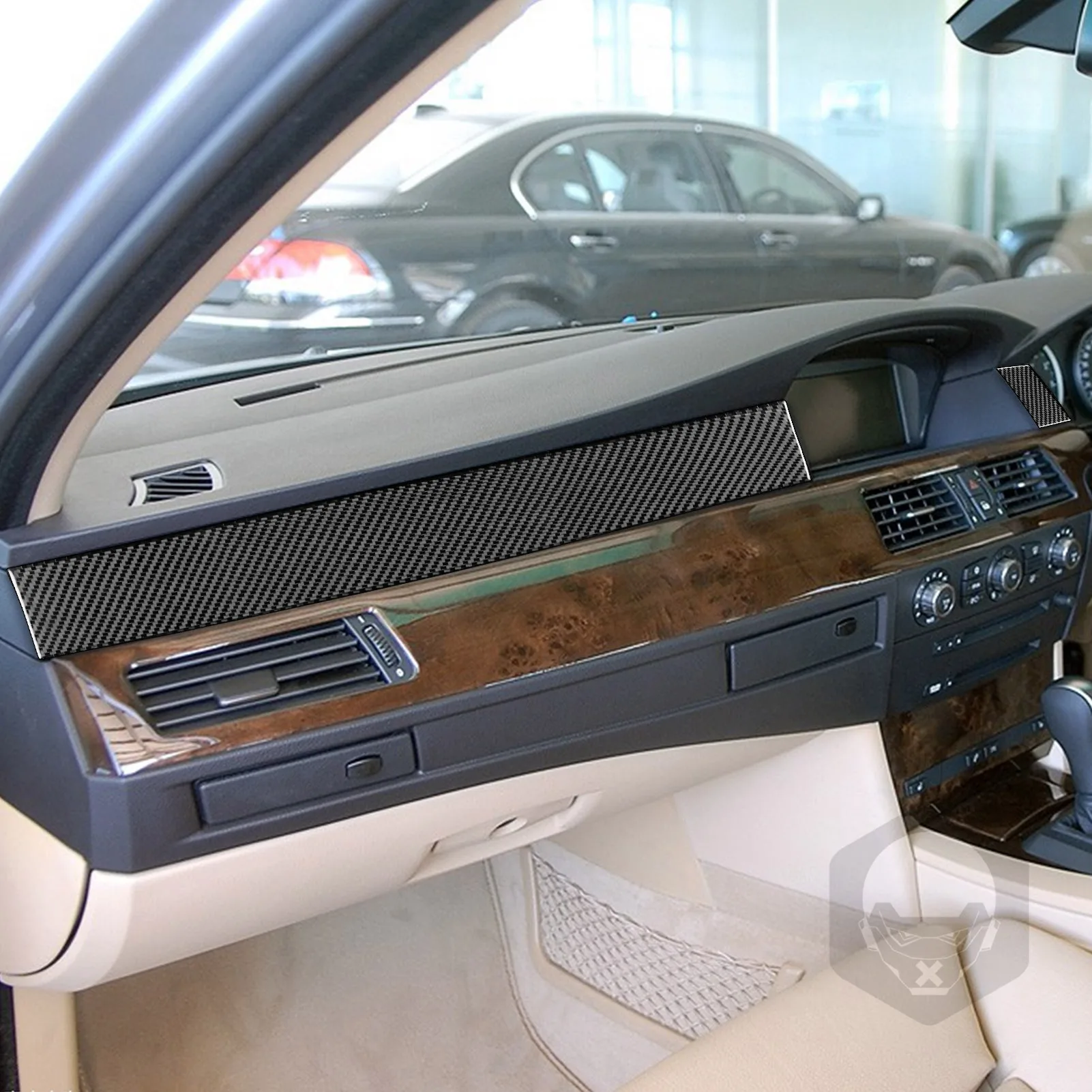 For BMW 5 Series E60 2004 2005 2006 2007 Carbon Fiber dashboard panel Car Interiors trim Accessories decorative stickers view 2