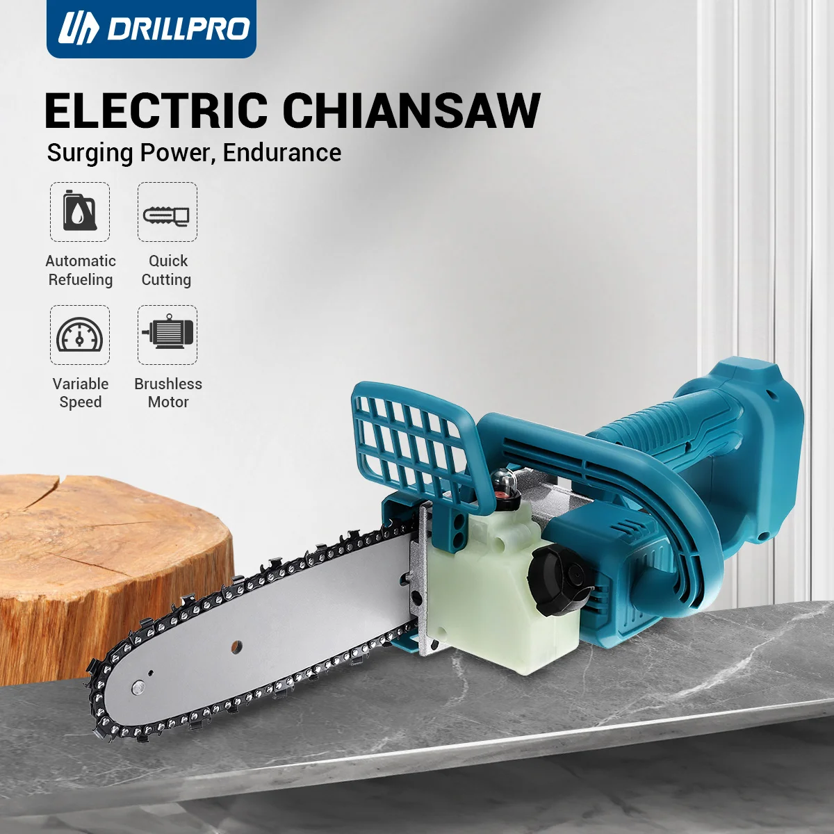

Drillpro 8-дюймовая бесщеточная электрическая цепная пила с масляным распылением, перезаряжаемая бензопила, садовые электроинструменты для аккумулятора Mak 18 В