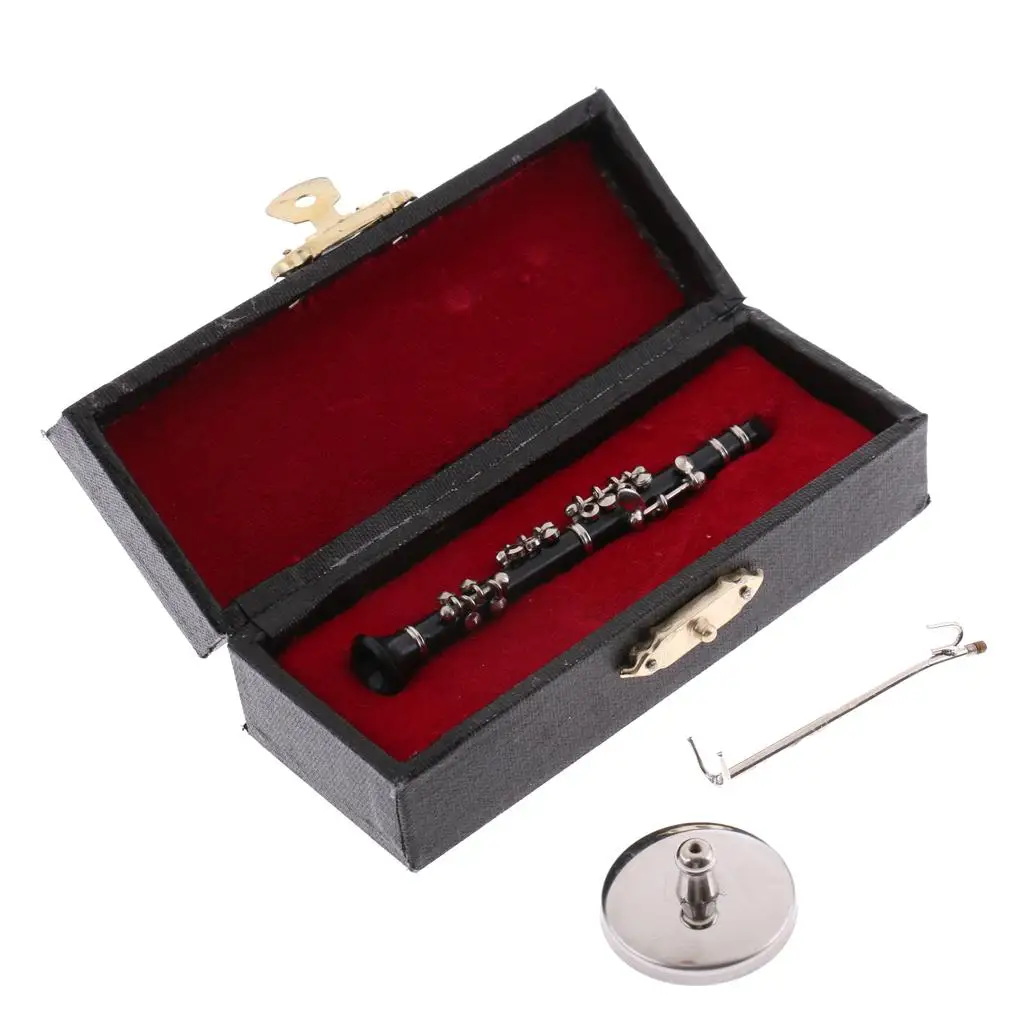Mini ABS Plastic Clarinet Model Delicate Musical Instrument with Base for Office Table Home Decor