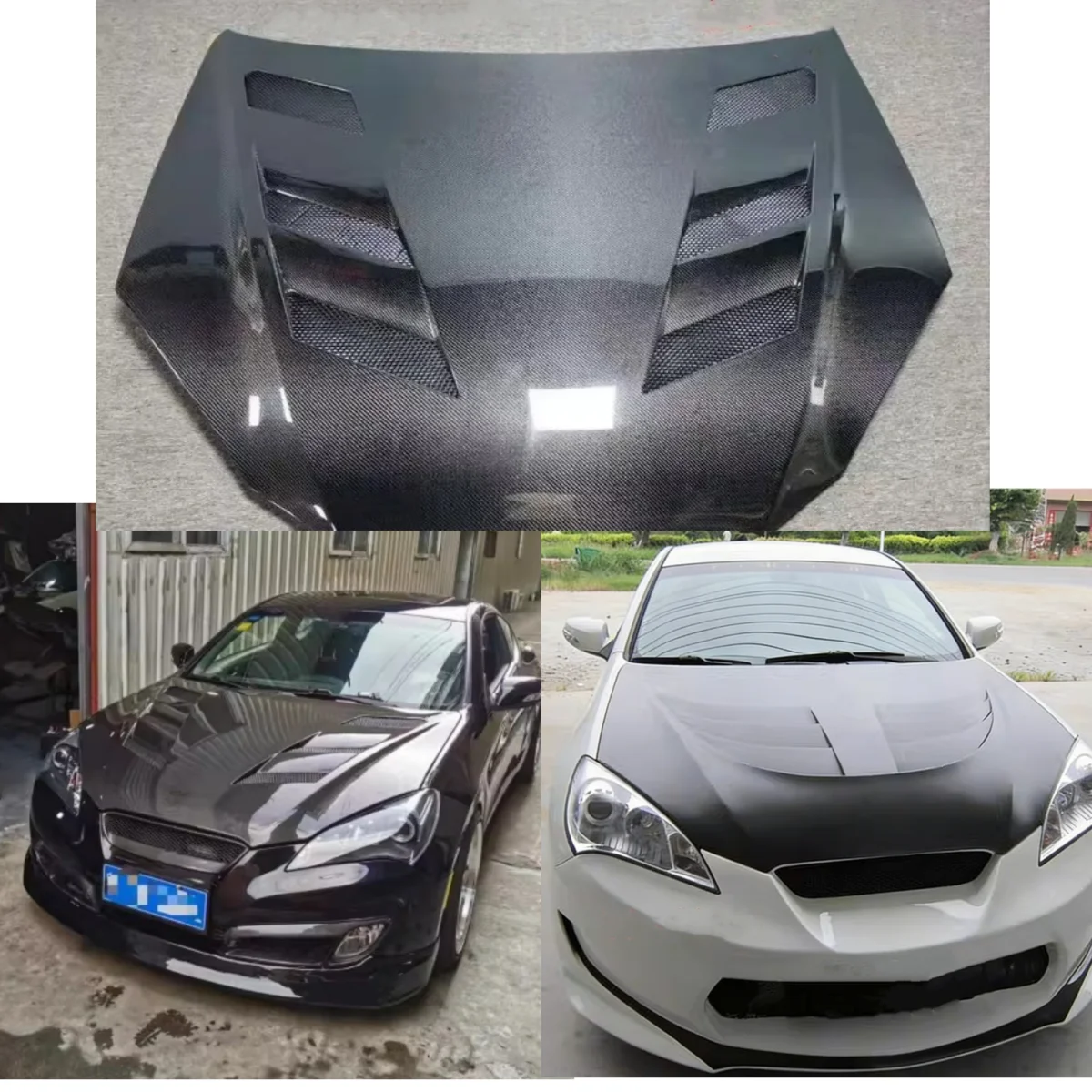 

Resin Engine Hood For Hyundai Rohens Coupe 08-11 Modified Carbon Fiber front bumper Cover Light Weight Bonnet