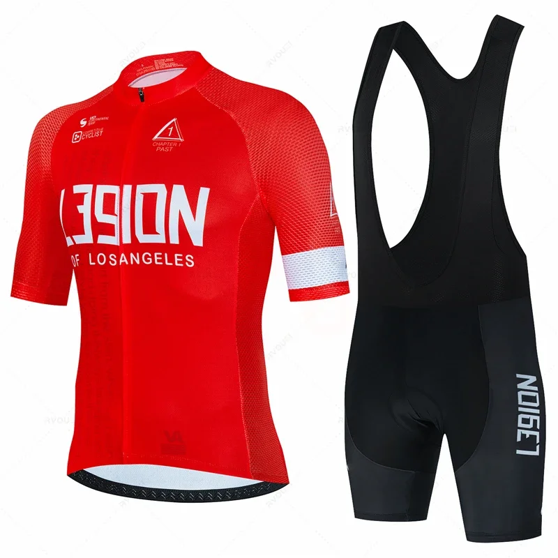 L39ion Red Cycling Jersey Sets for Men, Bicycle Clothing Suits, Quick Dry Short Sleeve Bike Uniform, Maillot Ciclismo, Summer