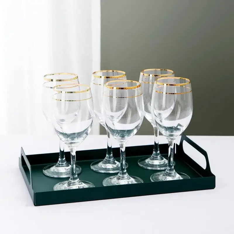 Luxury Gold Rimmed Small Crystal Wine Glasses Set for Home And Hotel Red And White Wine Cups Half Pint High Footed Glasses