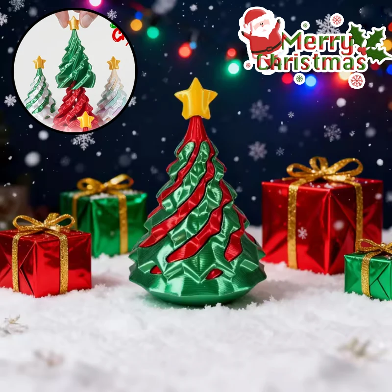 

Рождественская елка, спиральная игрушка-непоседа, двухцветная сенсорная головоломка с 3D принтом, образовательный подарок для снятия стресса для всех возрастов