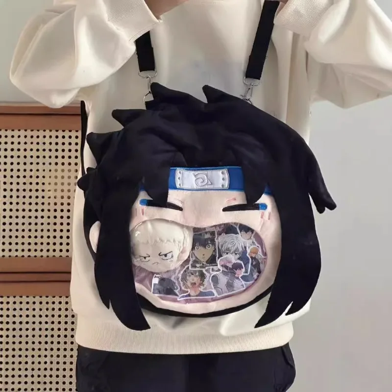 Narutos Uchiha Sasuke Big Mouth Backpack Kawaii Peripheral Doll Large Capacity Storage Crossbody Bag Girls Shopping Versatile view 2