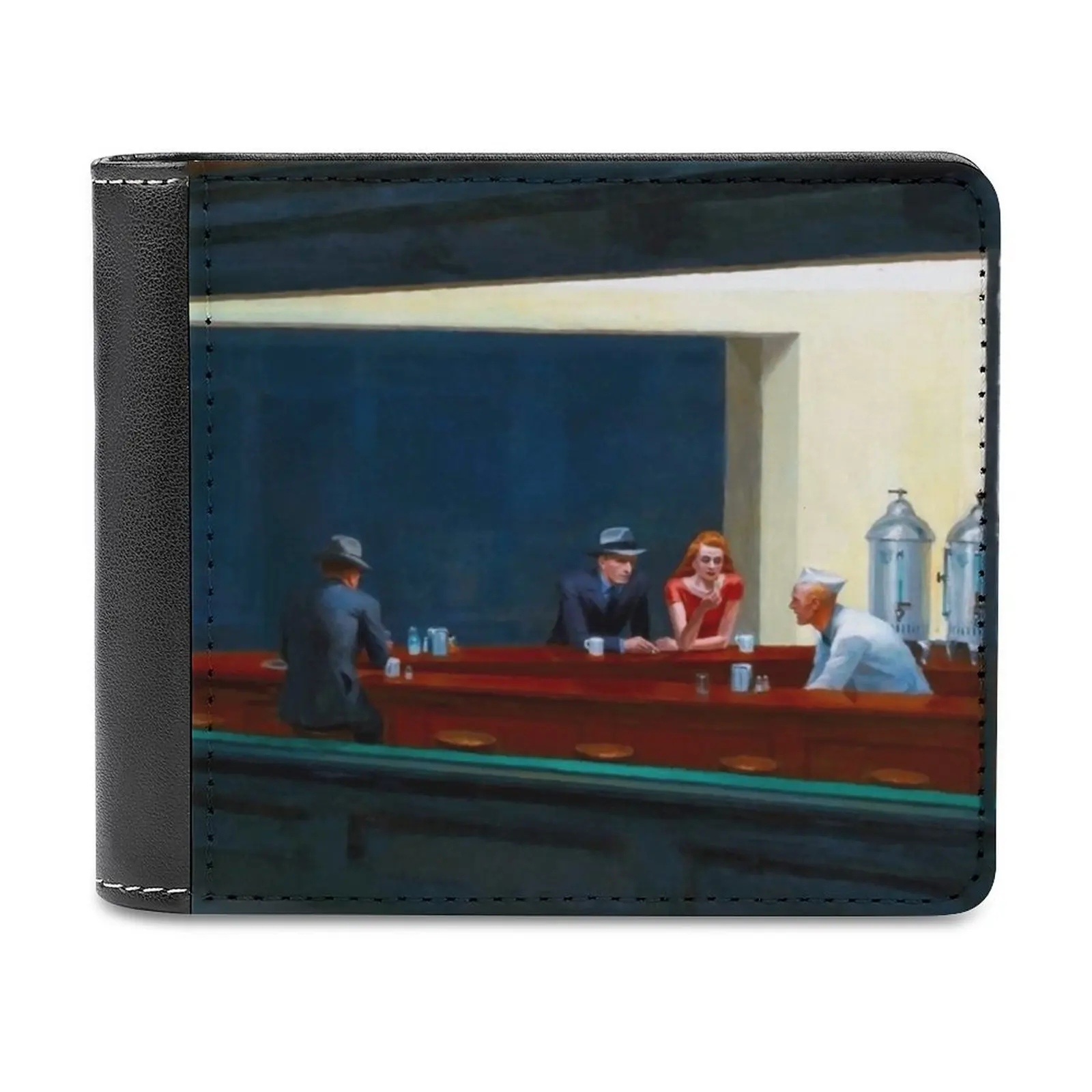 

" Nighthawks " By Edward Hopper 1942 Men Wallet Pu Leather Short Male Purses Credit Card Wallet For Men Money Bag Nighthawks