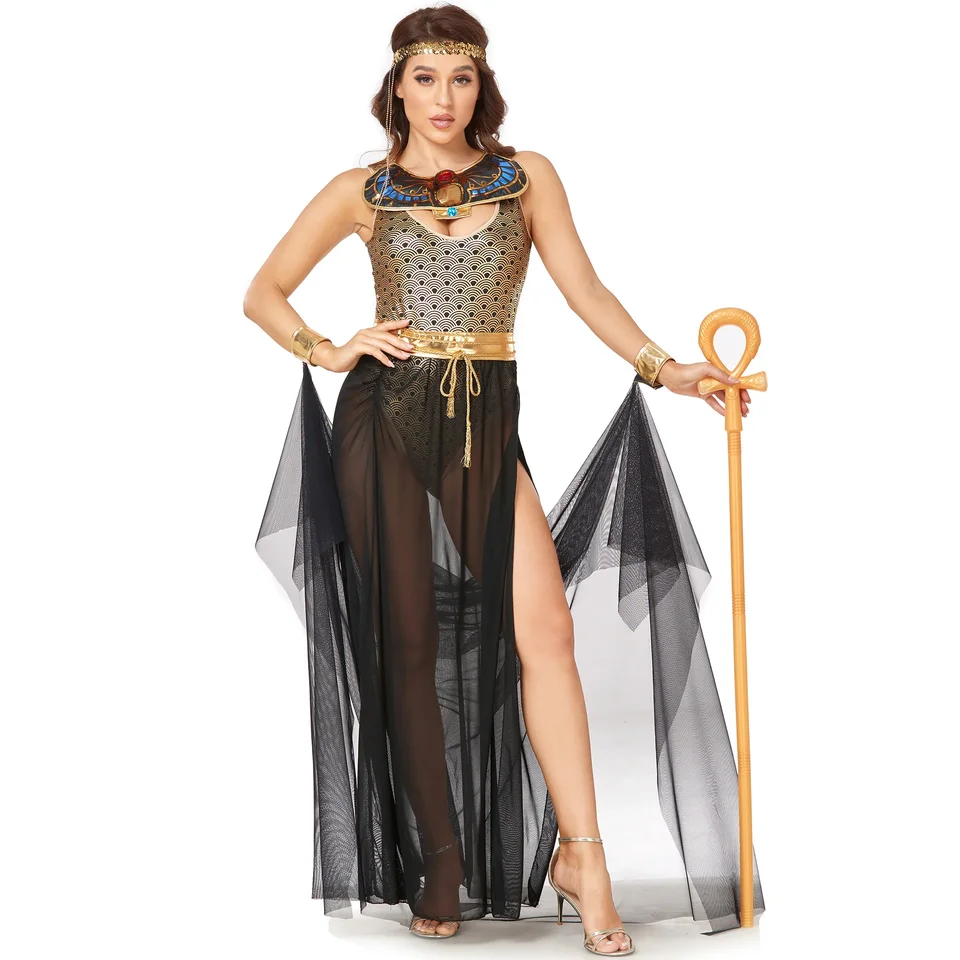 女性のための古代エジプトの悪魔の皮の衣装、大人のegyptian Nonaoh