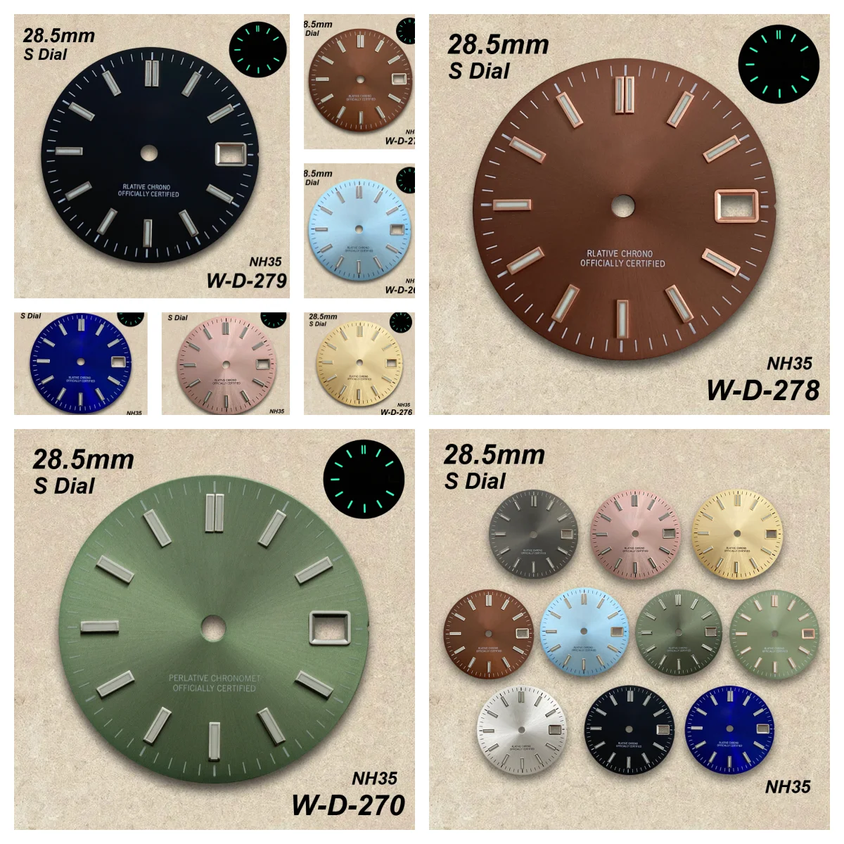 

28.5mm S Logo Sunray Dial fit NH35/NH36 Movement High Quality Watch Modification Accessories Fit 3/3.8 o'clock