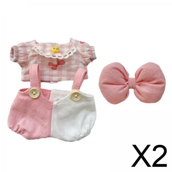 

2xPlush Doll Clothes for 15cm Cute Dress up Doll Pants Outifits Gift for Girls pink