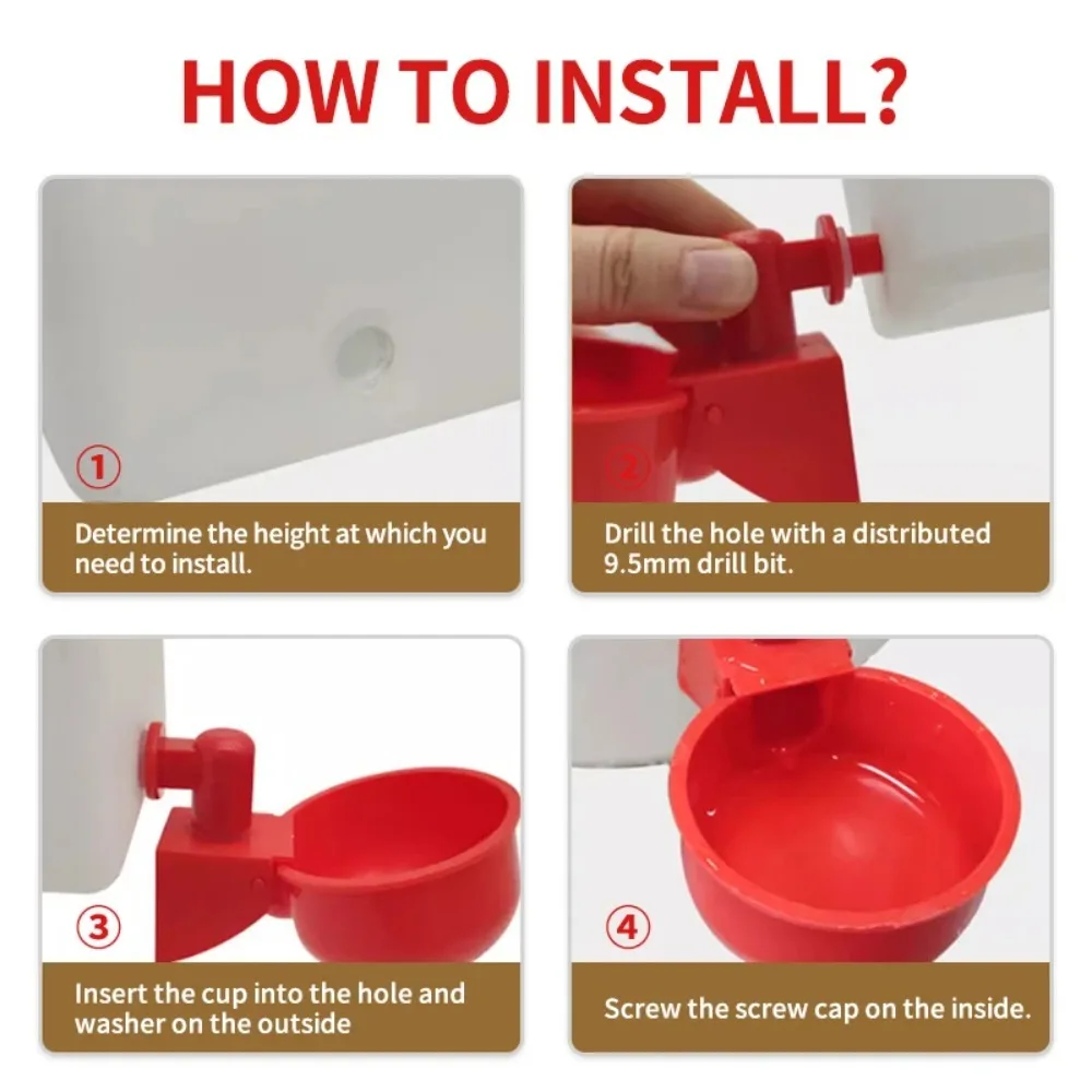 10 قطعة وعاء شرب الدواجن الأوتوماتيكي المتين معلقة موزع مياه الدجاج والبط ملحقات تغذية المزرعة