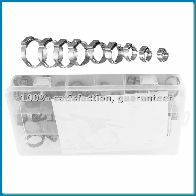 

Набор из 80 шт. хомутов для шлангов из нержавеющей стали с одним ушком, 6-23,6 мм, бесступенчатые, A79U