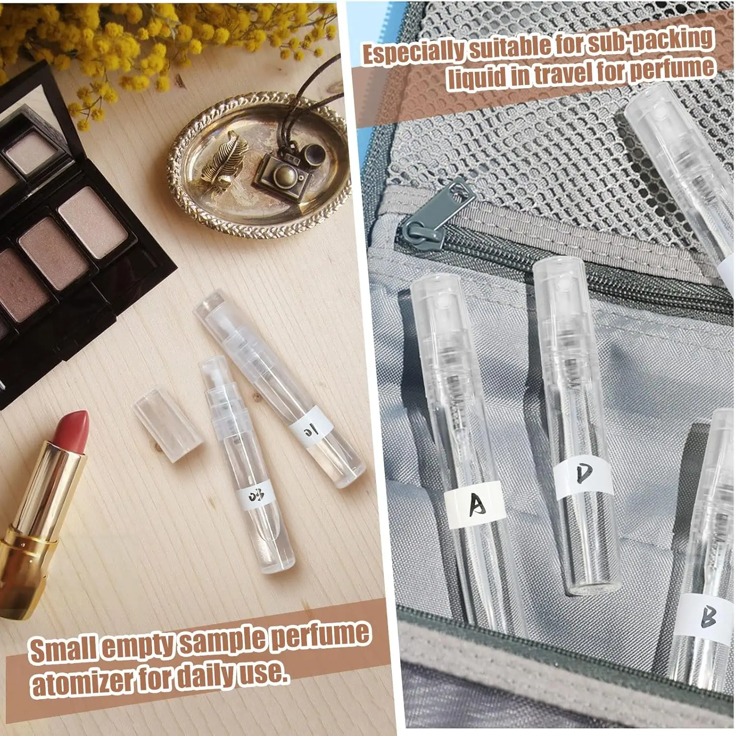 50PCS2ml3ml5ml Leak-proof Plastic Spray Bottle, Mini Perfume Bottle, Lightweight Portable Moisturising Spray Bottle