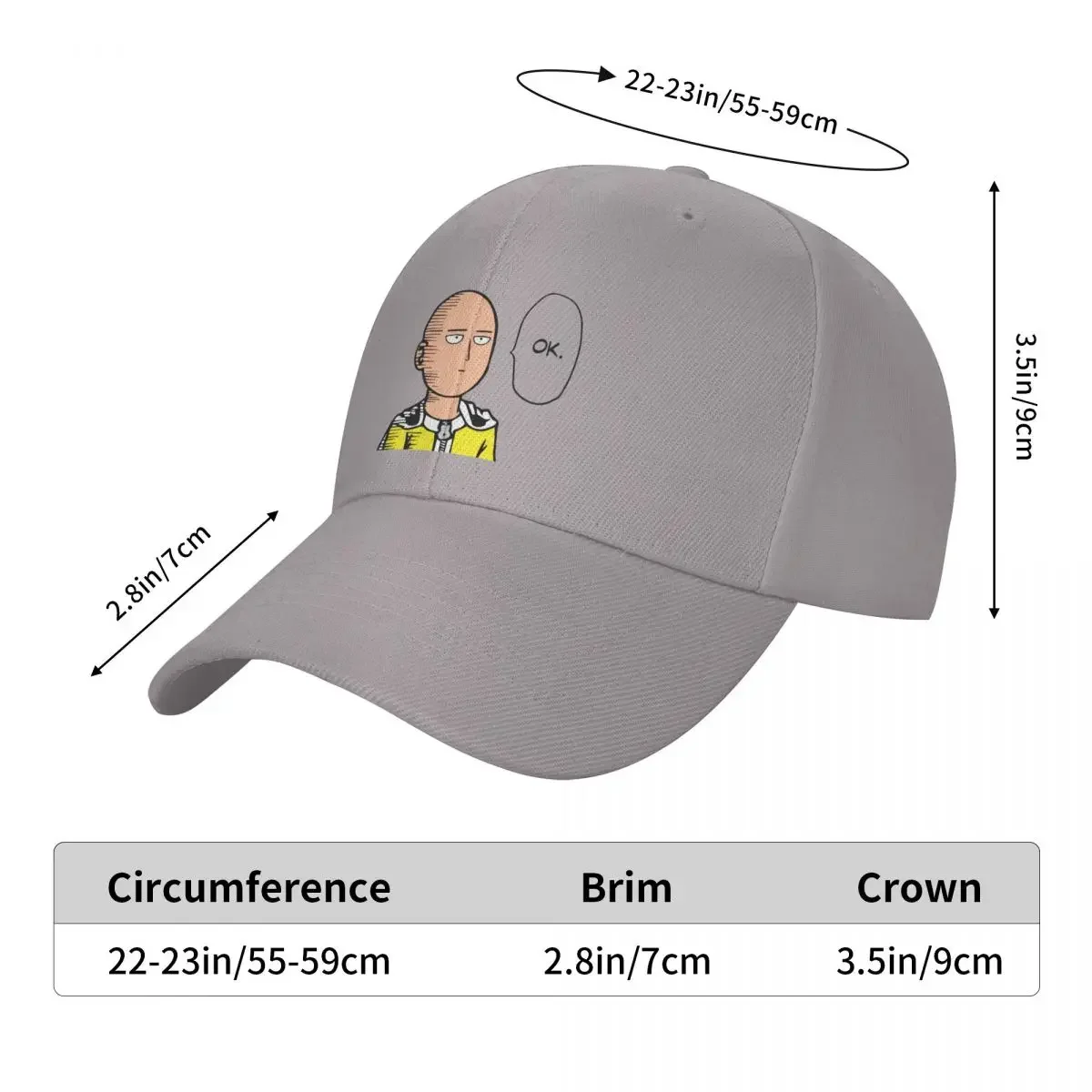 ONE PUNCH MAN Baseball Cap For Men Cotton Hats Adjustable Hat Fashion Casual Cap Truck Driver Hat