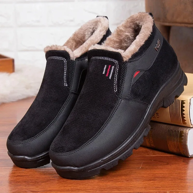 

2025Winter Boots for Men Fashion Outdoor Casual Platform Boots Plush Warm Snow Boots High Top Cotton Shoes Men's Ankle Booties