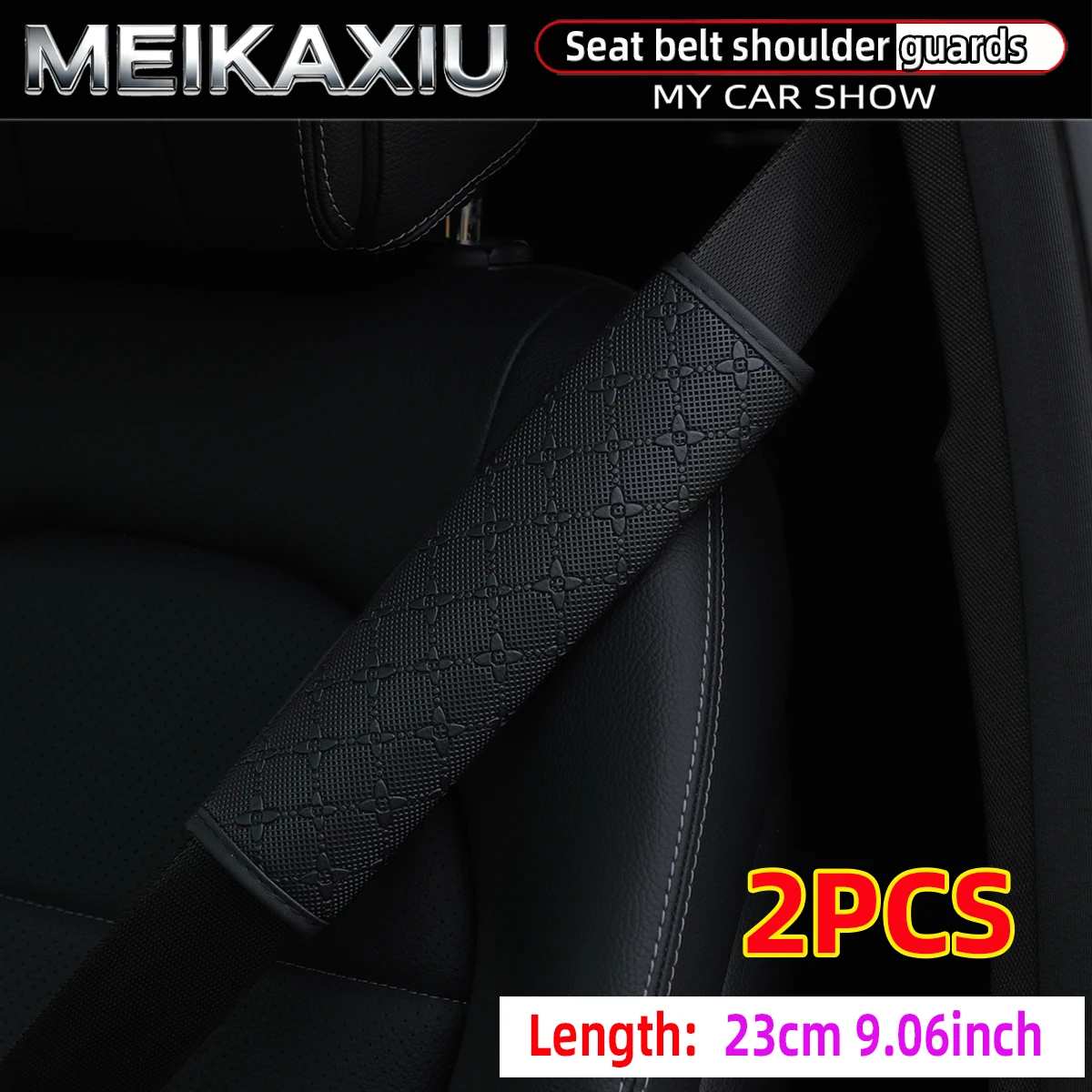 Women's PU Leather Embossed Star Car Shoulder Pads 23cm Seat Belt Decorative Interior Accessory One Or Two Stars
