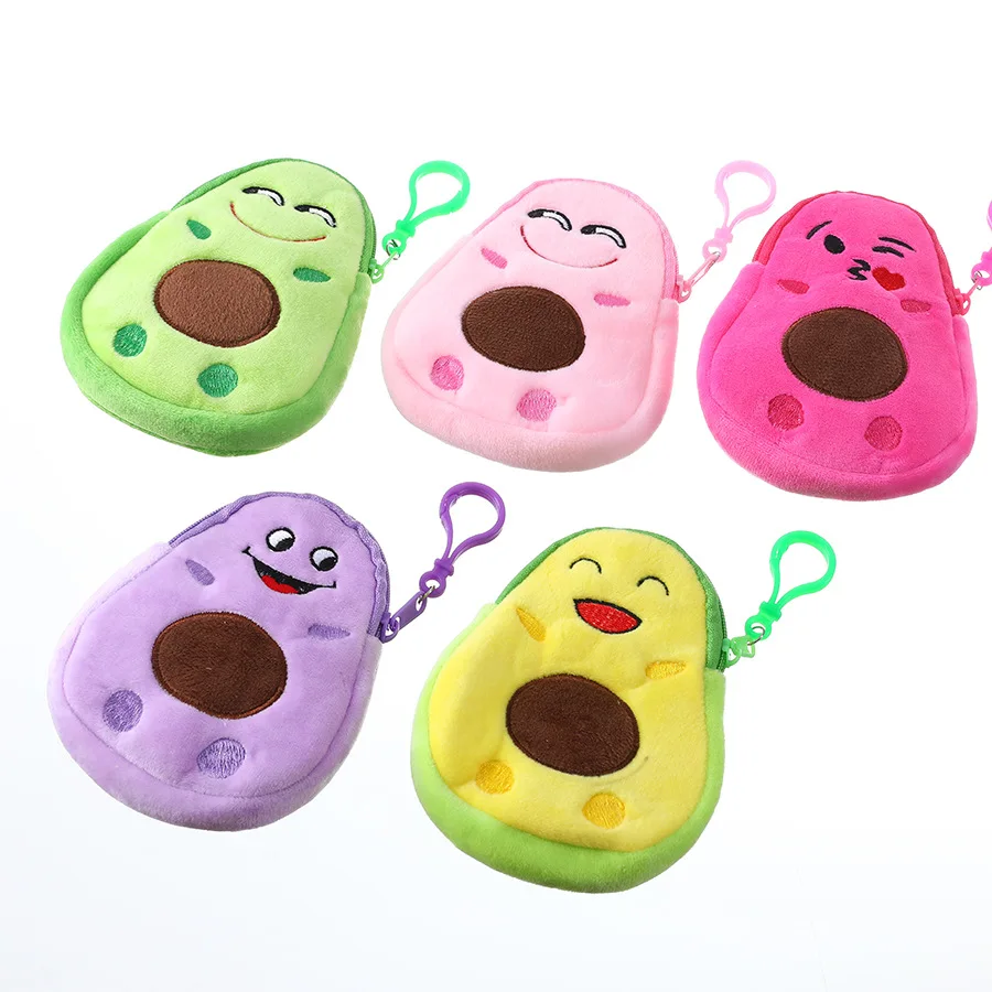 Cartoon Children's Coin Purse Kids Cute Purse Gift Creative Fun Avocado Expression Plush Coin Pouch Mini Purse Small Bag Pendant