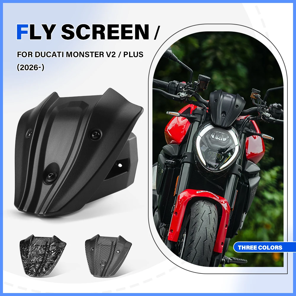 Motorcycle Windscreen Windshield Wind Shield Screen Protector Front Fly Screen For Ducati Monster V2 Plus 2026 Accessories