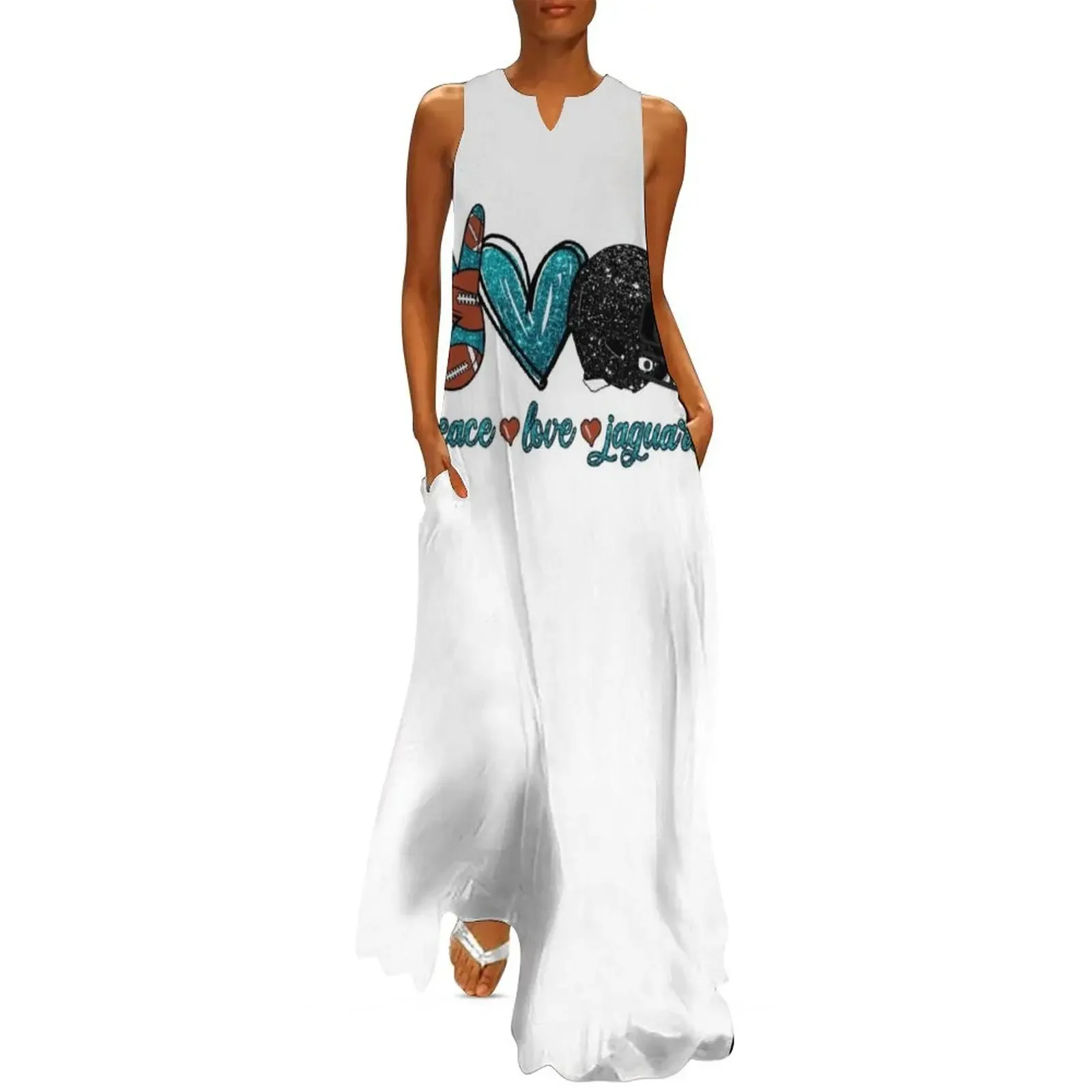 

Peace Love Jaguars - Football Team Long Dress Party dresses for women dresses with long sleeves Women's long dress Dress