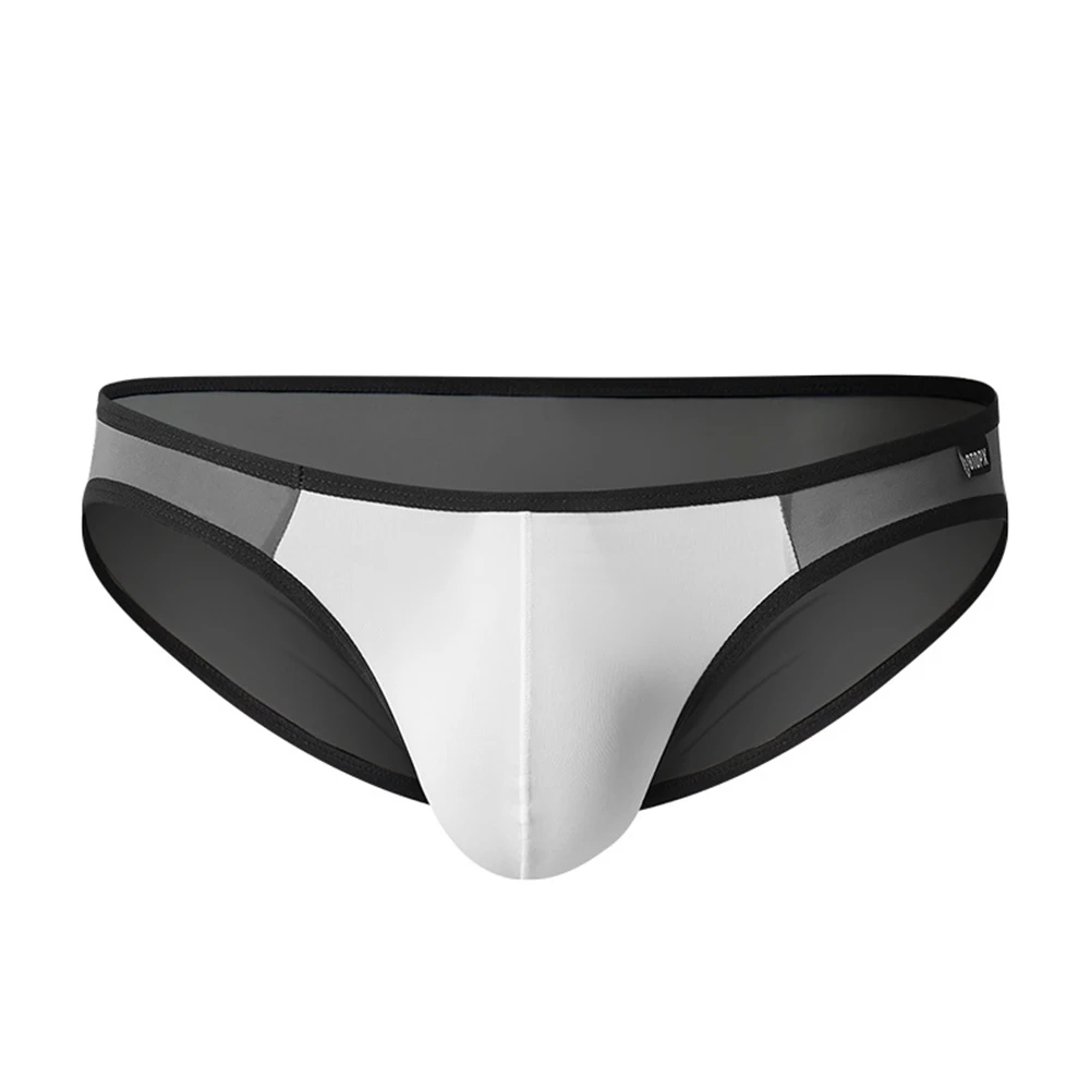 New Men Smooth Ice Silk Underwear Ultra-thin Transparent Briefs Low Waist Convex Pouch Underpants Panties Трусы Мужские