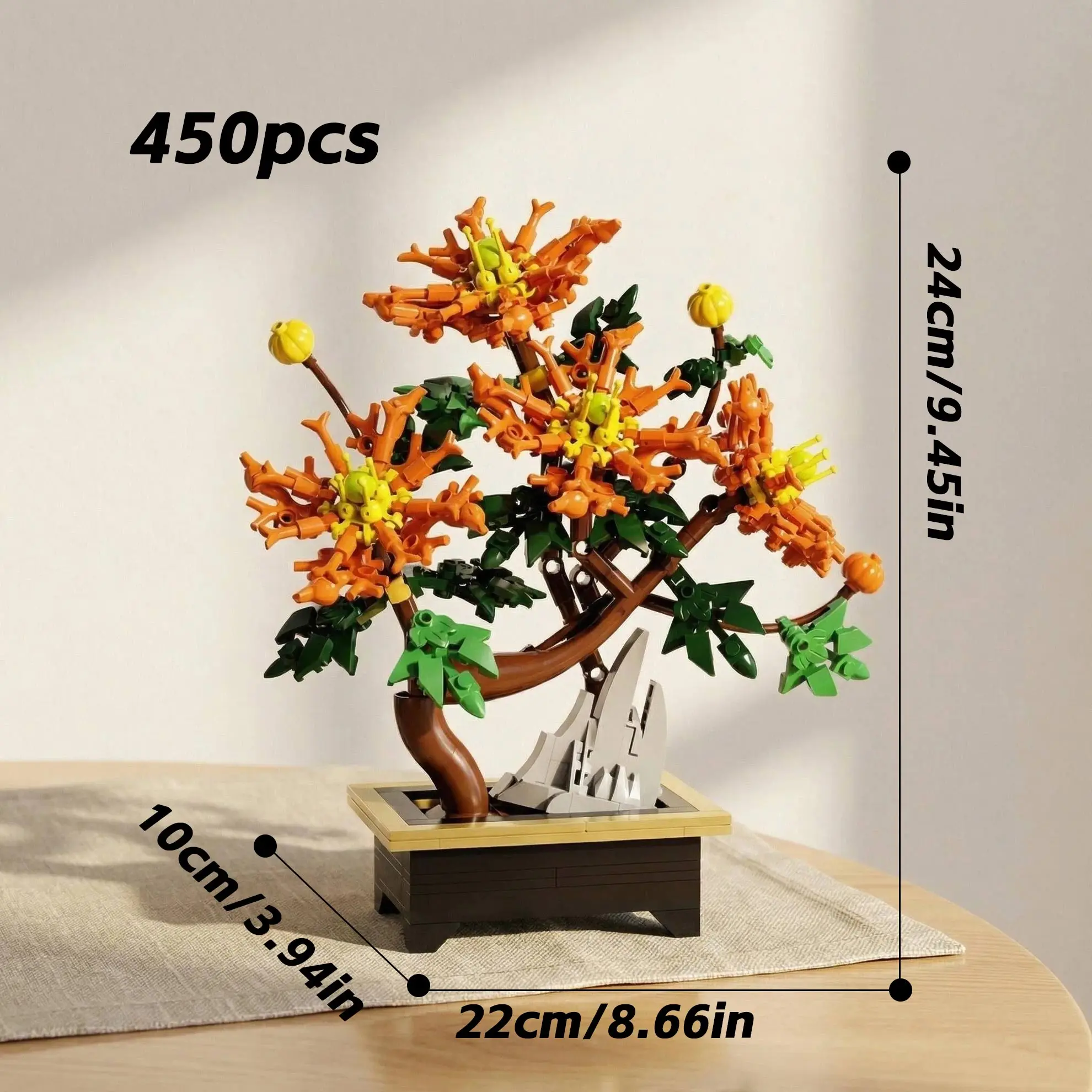 Dragon Claw Chrysanthemum Bonsai Building Block Set, Artificial Flower Building Block Set, DIY Assembly Toy, Home Decoration Ornament, Collectible Plant Building Blocks, Creative Potted Plant Assembly Model, Atmosphere-Enhancing Room Decoration, Exclusive Gift for Plant Lovers
