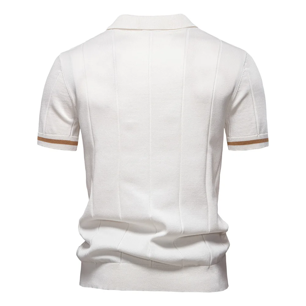 Men's Business Casual Knitted Polo Shirt Short Sleeve Turn-down Collar Spring Summer 2026 New Arrival Cross-Border Style