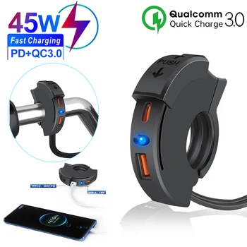 Carregador rápido usb qc 3.0 para motocicleta, tomada à prova d'água com porta tipo c, nova tomada pd móvel, 12v, plugue para moto bike, imperdível