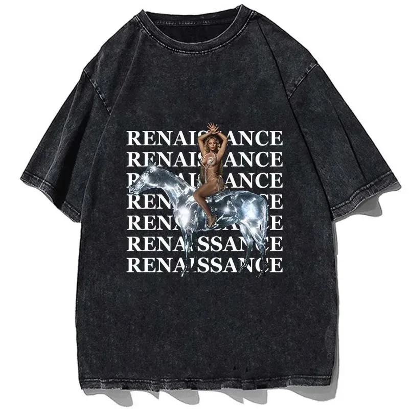 Beyonce T-shirt Renaissance World Tour Disco Cowboy Hat Merch Cotton Oversize Tees Tops Short Sleeve Tee Men Women\'s Tshirt