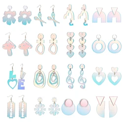 2022 New Geometric Colorful Acrylic Drop Earrings For Women Korean Style Lovely Transparent Laser Earrings серьги pendientes