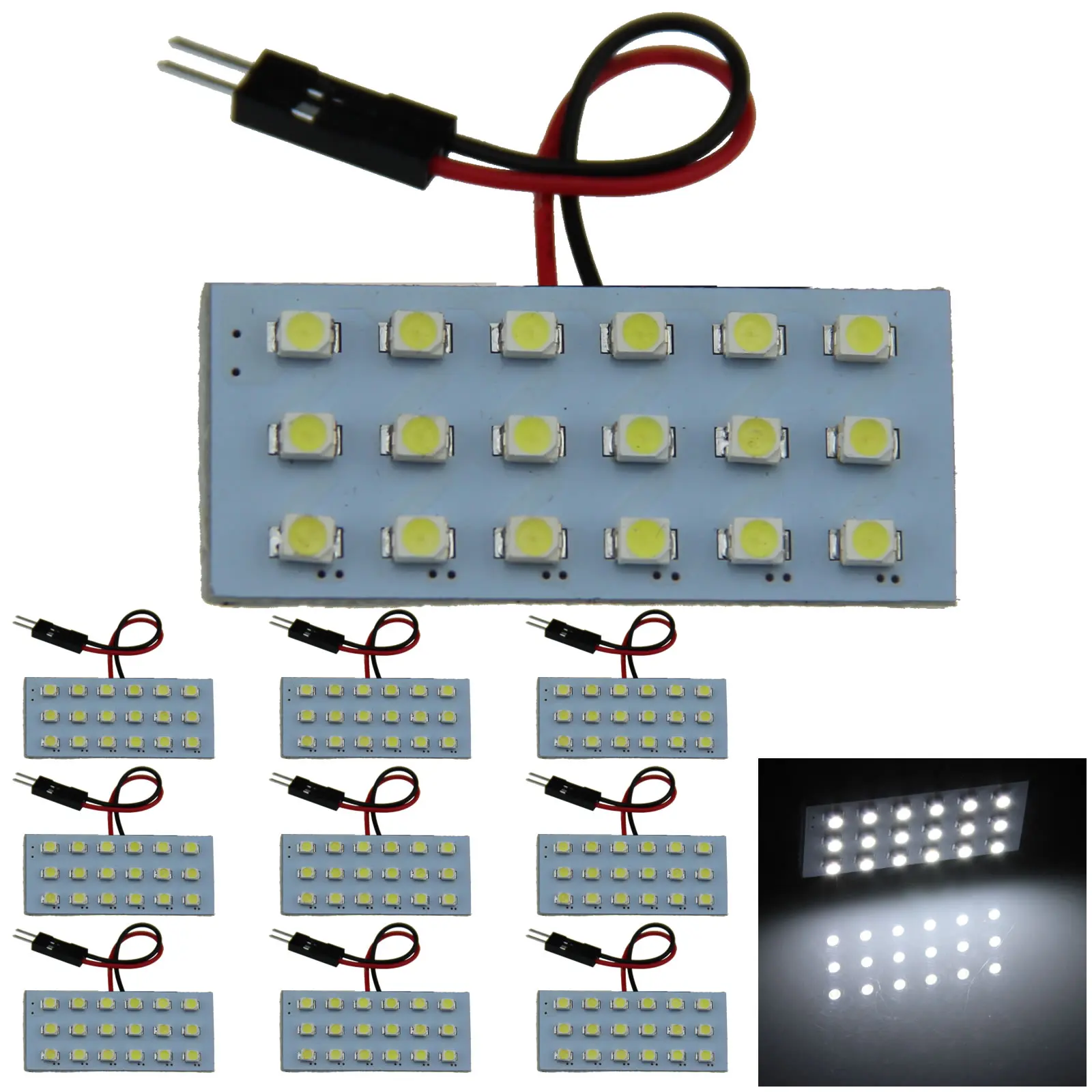 10x White RV Panel Interior Blub Door Lamp 18 Emitters 1210 SMD LED T10 festoon J103-W