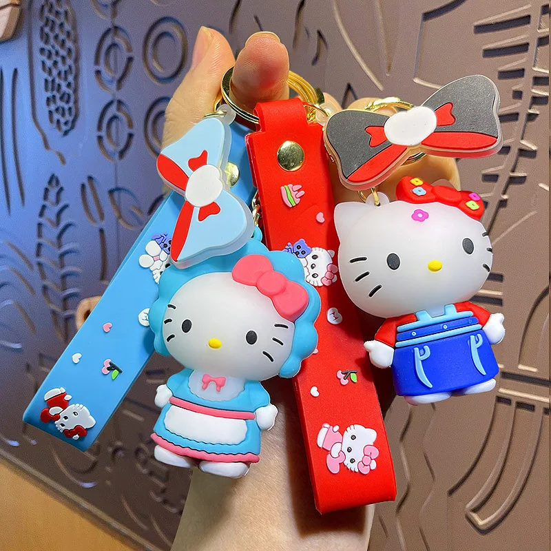 

Hello Kitty Bow Keychain Cute 3D Backpack Charm Car Accessories Anime Gift Wholesale