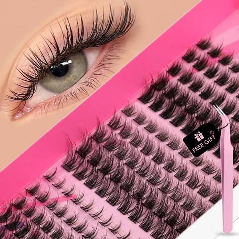 GROINNEYA Eyelashes 3 Style Mixed Fluffy Lash Clusters 8-16mm Eyelashes Exctensions Natural Wispy Clusters Lashes Makeup