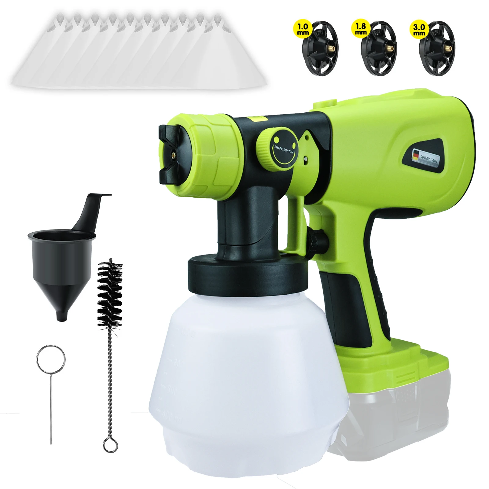 Pistola Elétrica sem Fio para Ryobi Bateria 18v Móveis Auto Revestimento Airbrush Pulverizador de Tinta Portátil 1000ml