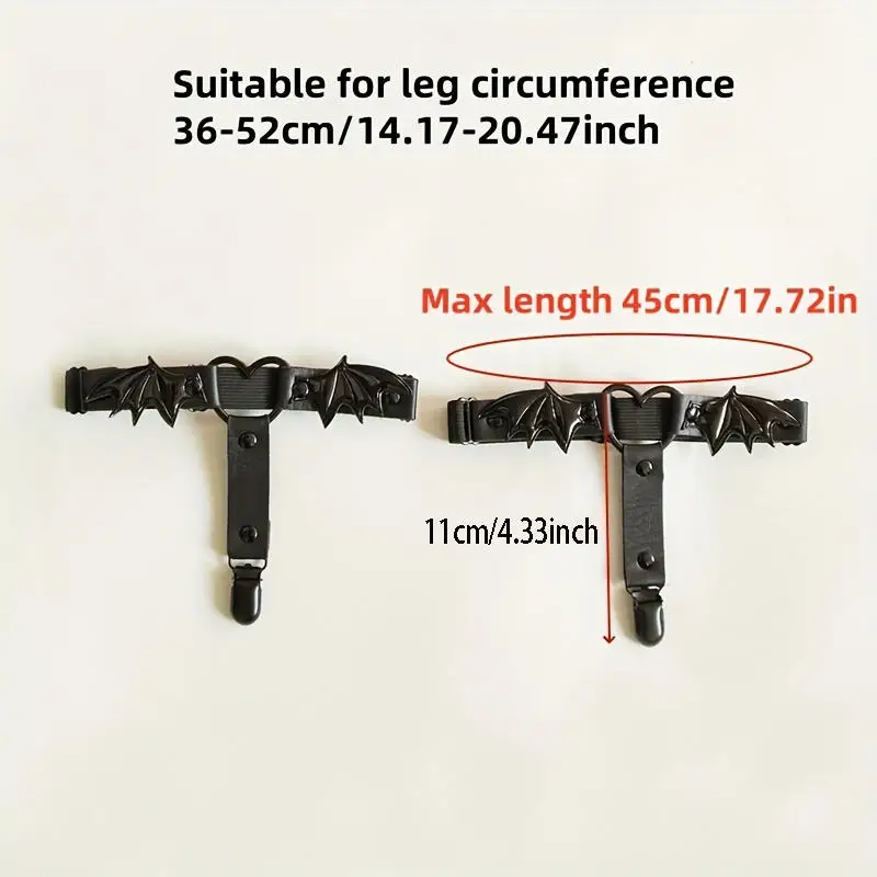 1 زوج المرأة القوطية شكل قلب الفخذ الرباط مع الخفافيش الجناح الشرير الساق الرباط حزام المضادة للانزلاق تخزين كليب ملهى ليلي حفلة الساق سلسلة