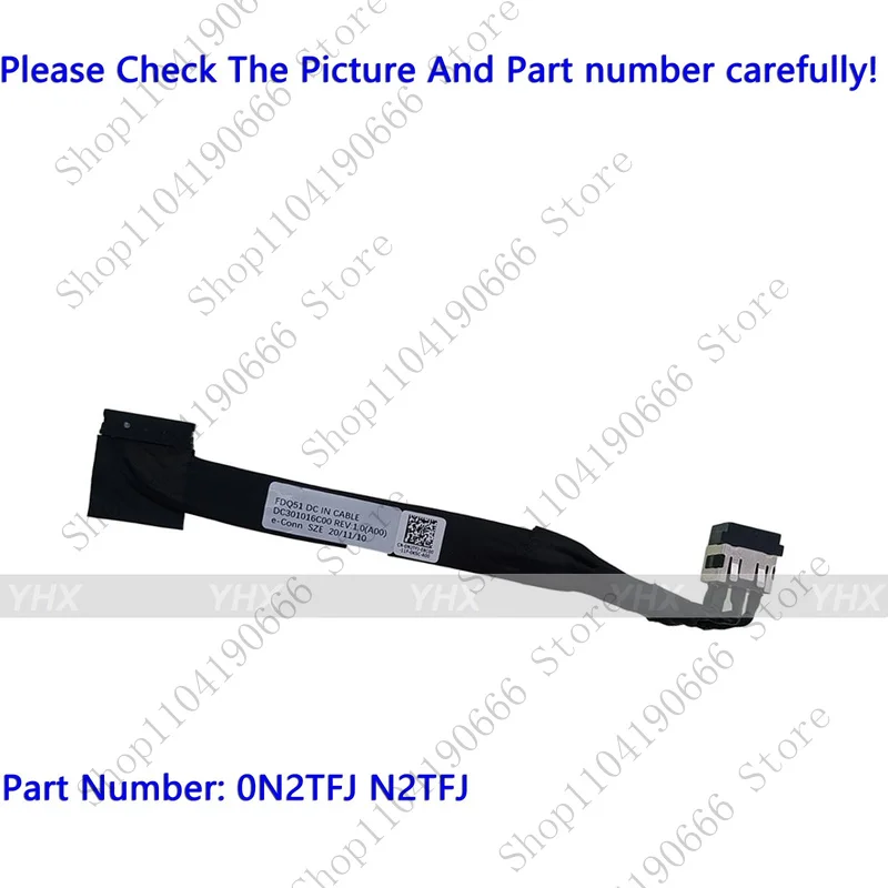 

Notebook computer components New 0N2TFJ DC301016C00 For Dell Alienware M15 R3 FDQ51 N2TFJ DC Power Jack Cable.