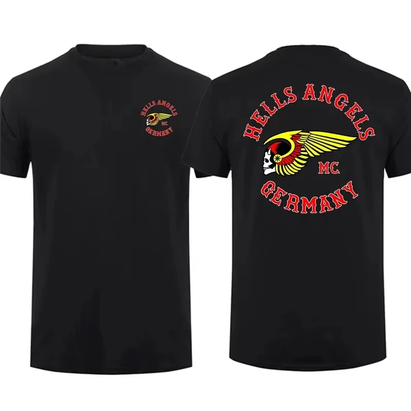 Parent-child Amazing T-Shirt Cotton Oversized Summer Double Sided Hells Angels Brotherhood Tops Tees Short Sleeve